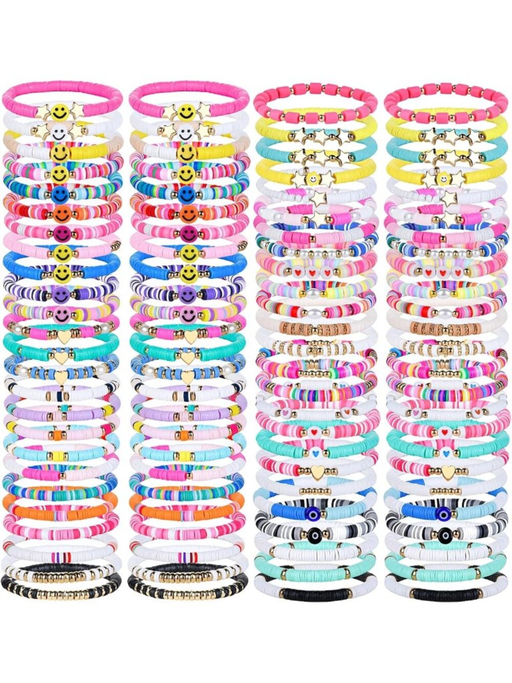 Colorful Clay Beaded Friendship Bracelets Set - 100 Pcs for Women & Teens
